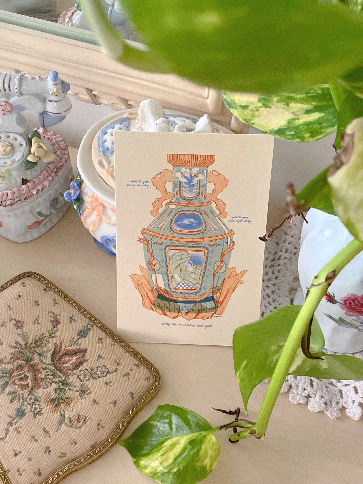 Celadon and Gold Postcard