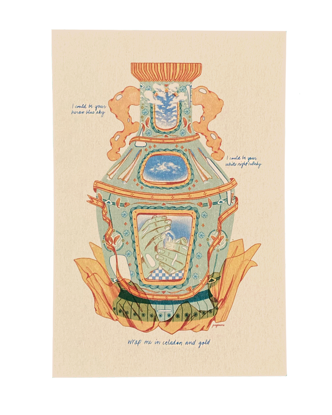 Celadon and Gold Postcard