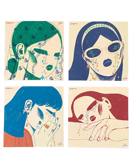Crying Ladies Square Stickers